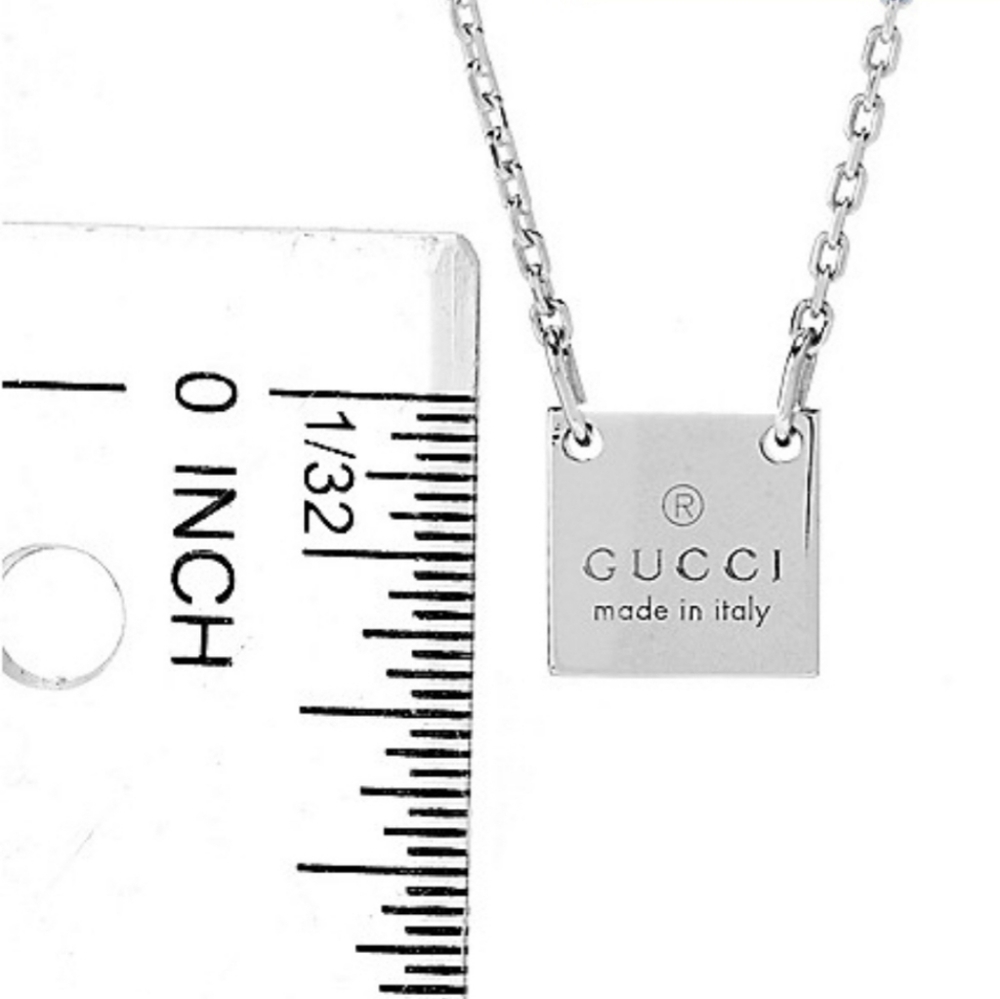 🆕️ Gucci SS .925 small square pendant necklace - Picture 2 of 6